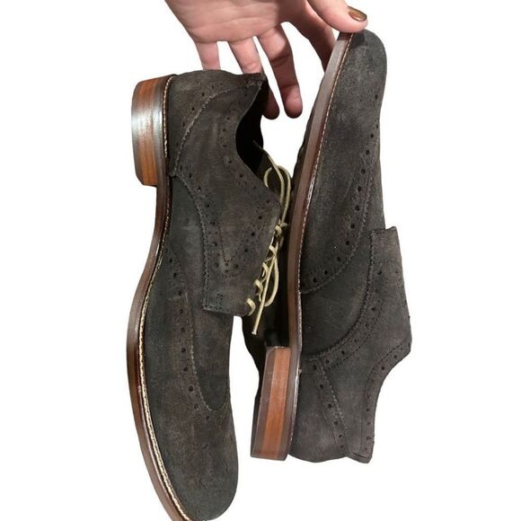 Gordon Rush Gray Suede Concord Wing Tip Business Casual Lace Up Sneaker Size 12 - Picture 6 of 10